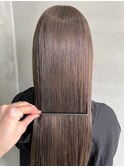 チョコベージュ、ブラウン、ロング、切りぱなし　ボブ