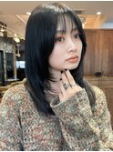 顔まわりウルフレイヤー 前髪カット ハイレイヤー表参道20代30代