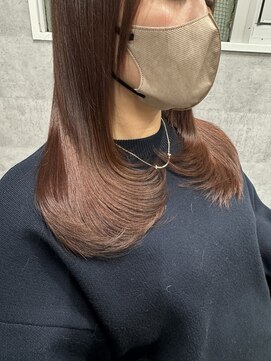 ルイス(L'wis) ピンクブラウンとレイヤーカットミディアム!宮本