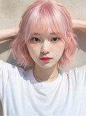 ハイトーンピンク×ボブ