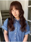 レイヤーカット/ウェーブスタイル/前髪