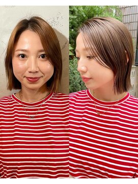 ノラ ヘアーサロン(NORA HAIR SALON) ナチュラル小顔前髪あり後れ毛サイドバング結べるボブくびれヘア