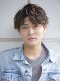 MEN'SHAIRフェザーショート波打パーマアップバング