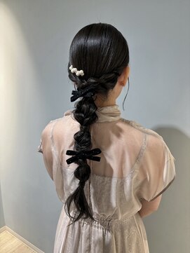 シェノン 赤羽店(CHAINON) 赤羽結婚式列席大人可愛い編み下ろしヘアアレンジロングヘア