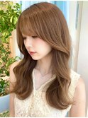韓国/レイヤー/ハニーベージュ/顔まわり