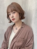 ラベル 渋谷(LAVEL)&nbsp;チョコレートブラウン切りっぱなしミニマルボブ前髪カット渋谷