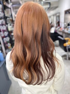 ピンクオレンジ×インナーカラー