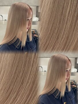 ベレーザ 渋谷(BELEZA) 17346髪質改善全頭ブリーチグレーブラウンリタッチミルクティー