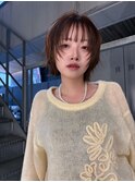 顔周りレイヤーカットくびれヘアミルクティーベージュカラー韓国