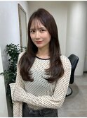 ロングレイヤー 顔まわり チョコレートブラウン