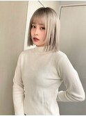 切りっぱなしボブ/ホワイトグレー