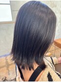 大人可愛いナチュラルミディアム黒髪暗髪ツヤ感外ハネ