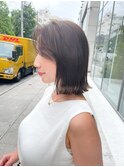 ナチュラル小顔前髪あり後れ毛サイドバング結べるボブくびれヘア