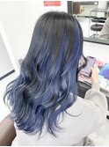 【インナーカラー】ブルーブラック×ブルー