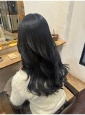 艶感ブルーブラック×外巻きロング