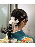 成人式ヘア　編みおろしヘア