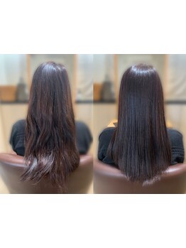 【岡山駅東口】本格髪質改善サロンこだわりの技術で染める度に艶の出る髪質改善×白髪染め♪明るい色味も◎