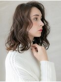 ドライパーマ黒髪アッシュ小顔かきあげミディアムX浦和30代40代
