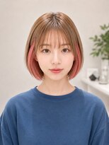 エイチエムヘアーホーム 池袋2号店(H M hair home)&nbsp;ミルクティーピンクベージュ/レイヤーボブ/韓国巻き顔周りカット