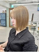 横浜ボブケアブリーチダブルカラータッセルボブ切りっぱなしボブ