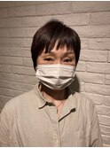 アシメバング×ダークブラウン・フェザーショート・40代・50代