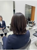 <オバマ>切りっぱなしボブのひし形くびれミディアムレイヤーヘア