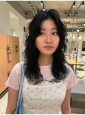 [伽羅]就活に向けて黒髪レイヤーパーマ