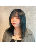 ケアブリーチ×ターコイズグリーン×レイヤーカット