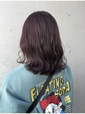 暗髪ツヤ髪ラベンダーピンク エアリーゆるふわウェーブミディ