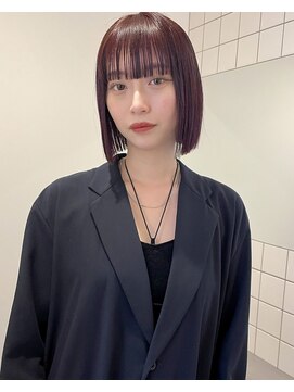 チーカ(chica) ブリーチなしワインレッド × タッセルボブ