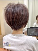 小顔マッシュショート/ココアベージュ/黒髪