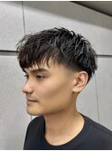 刈り上げアップバングスパイキーショートパーマスパイラルパーマ