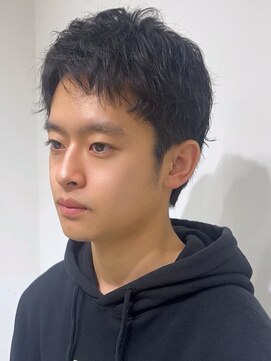 メンズパーマ メンズカット 黒髪ショート ニュアンスパーマ