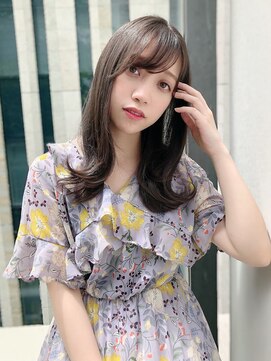 カミノア 銀座店(CAMINOIA) くすみブルーくすみカラー　耳掛け外ハネスタイル