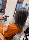 ハイトーン　メッシュ　シルバー　ホワイトベージュ　ミディアム