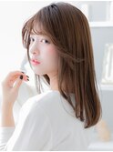 前髪パーマ暗髪ダークアッシュ小顔セミディTc4越谷20代30代40代
