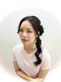 ワンホンメイク＋サイドお団子ポニー