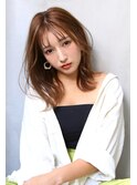 大人かわいい外ハネミディ/前髪シースルー/縮毛矯正/髪質改善