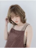 イメチェン/ホワイトベージュ フリンジバング 外ハネボブ