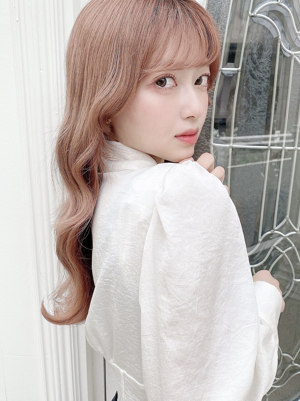 LANTREDIT】フレンチガーリー♪ピンクカラー/前髪顔周り/Risa