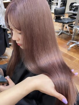 サイン 表参道(SIGN) ミディアムヘアグレージュカラーデザインカラーシルキーベージュ