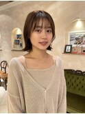 ボブレイヤー・ベージュ・顔周りカット・銀座日比谷20代30代