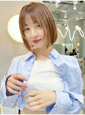 韓国風レイヤーボブ/前髪カット/ピンクブラウン[仙台]