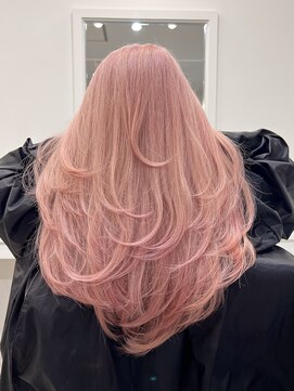 ヴィア(Via) 10代20代30代ロングレイヤーカットブリーチダブルカラーピンク