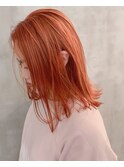 エアリー外ハネボブ　オレンジ　ウェットスタイリング　大須