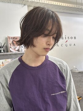 メゾンアクア 表参道(Maison ACQUA) =メンズボブ/ダークアッシュ/ニュアンスパーマ/メンズウルフ