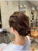 ヘアセット大人可愛いシニヨン編み込みお団子ヘア