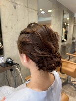 ヘアーアンドメイク ファット(Hair&Make PHAT)&nbsp;ヘアセット大人可愛いシニヨン編み込みお団子ヘア