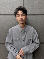スパイキーショート/センターパート/ウェーブヘア/メンズパーマ