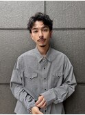 スパイキーショート/センターパート/ウェーブヘア/メンズパーマ